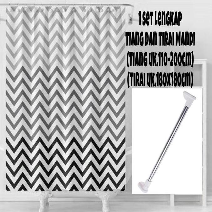 1 SET LENGKAP TIRAI MANDI DAN TIANG TIRAI MANDI DAN TIANGNYA KAMAR MANDI SHOWER DAPAT DISESUAIKAN KA