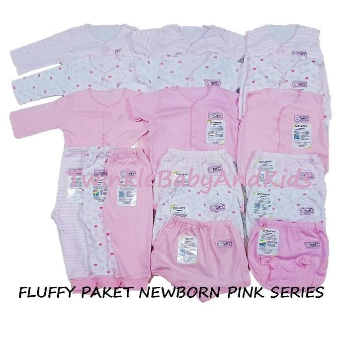 Tersedia FLUFFY PAKET BAJU BAYI NEWBORN 0-3 BULAN PINK SERIES PEREMPUAN KADO