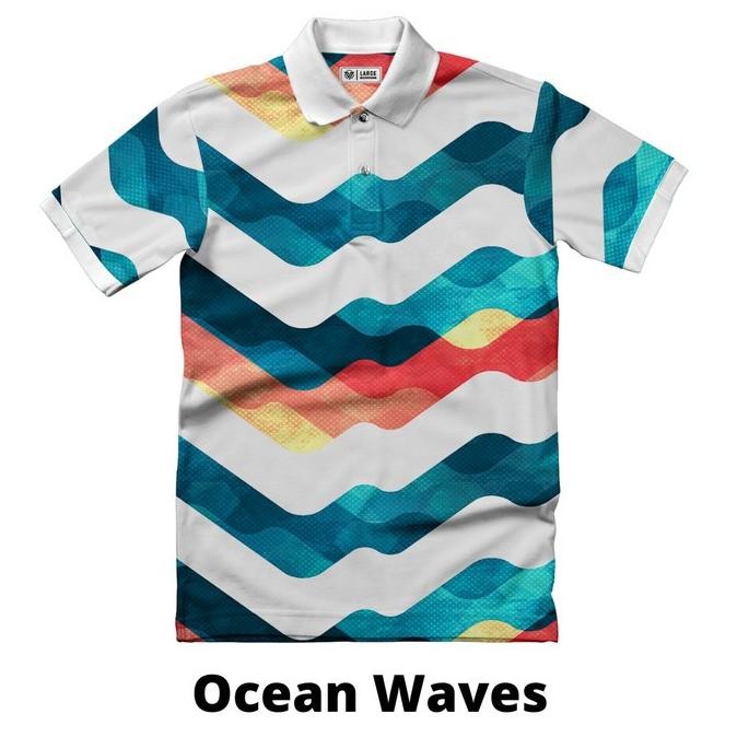 (Allthebest) VISTULA Kaos Polo Wangki Printing - Ocean Waves
