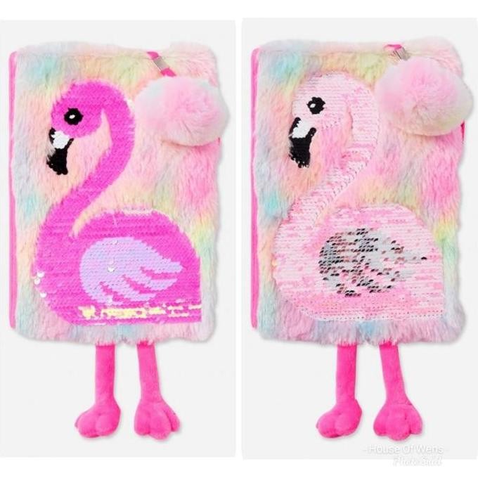 

READY JUSTICE FLAMINGGO SEQUIN DIARY INCLUDE PEN - BUKU CATATAN JUSTICE NEW