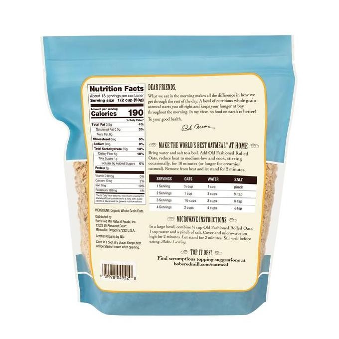 

Bob'S Red Mill Organic Old Fashioned Regular Rolled Oats 907 Gr Best Seller