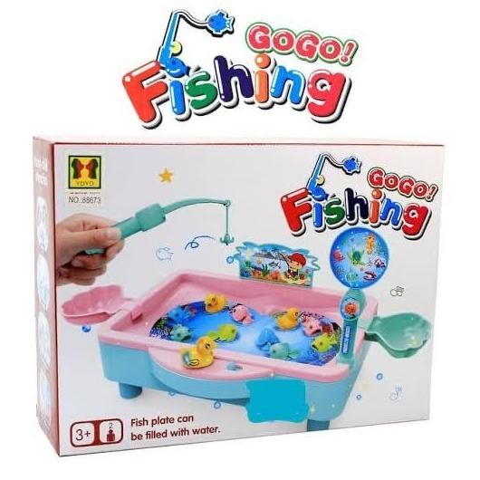 Tersedia GO GO FISHING GAME / mainan pancing isi air ikan seru pancingan gerak