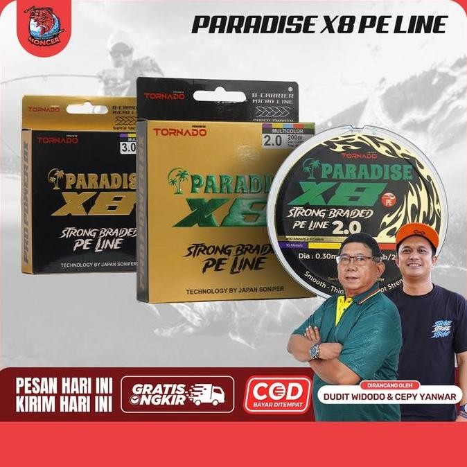 Tersedia SENAR PE PARADISE X8 200M 300M SENAR MANCING LAUT Pancing senar untuk Joran Reel Senar Kuat