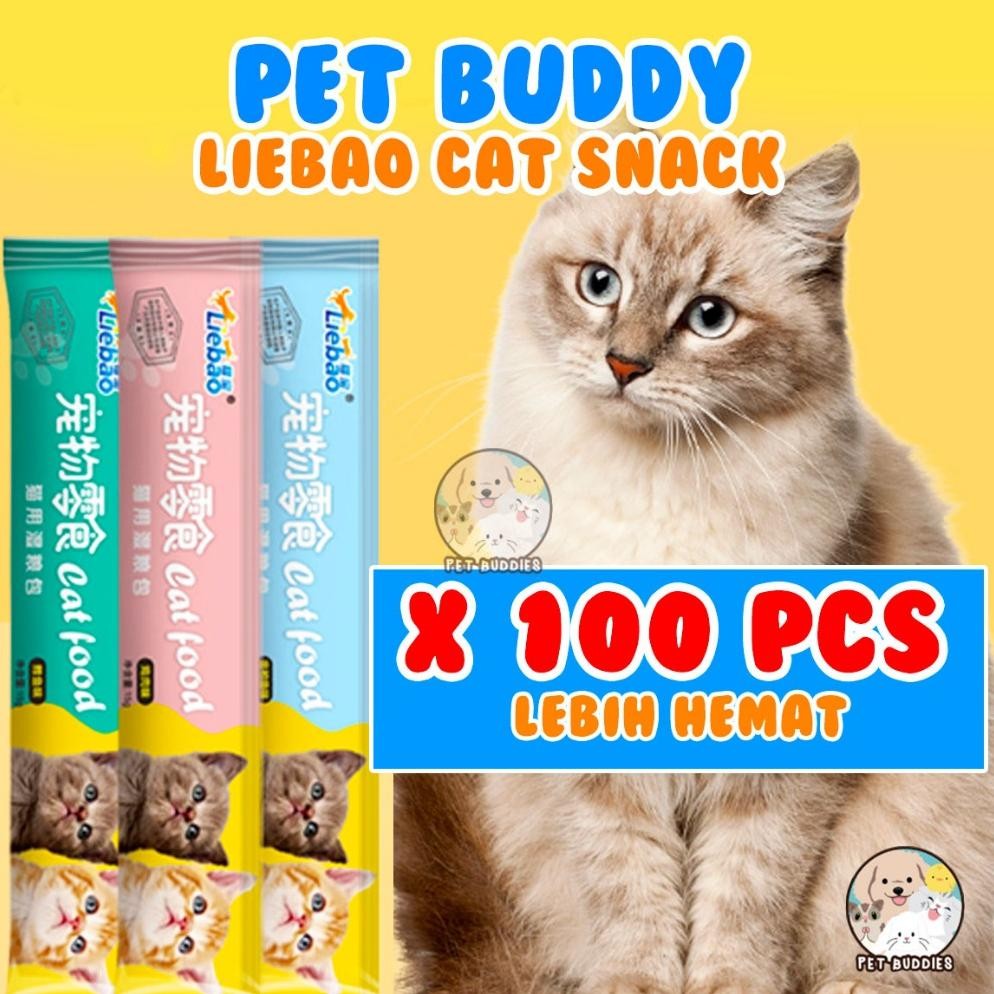 PAKET HEMAT Liebao 100pcs Snack Kucing RESELLER Makanan Kucing Wet Food Creamy