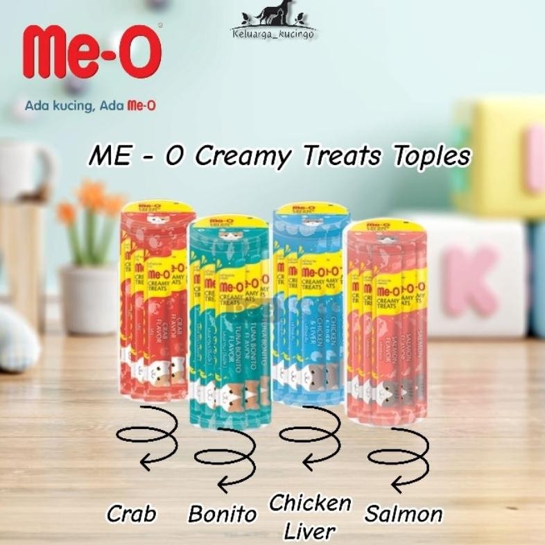 Me-O Creamy Treats 1 Toples (Isi 36 Pcs) Meo Cat Snack Cemilan Kucing - 4 Rasa