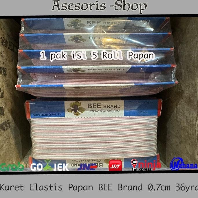 

1 PAK ISI 5 ROLL KARET ELASTIS BEE BRAND 0.7CM X 36 YARD KARET PAPAN SERBAGUNA TERMURAH
