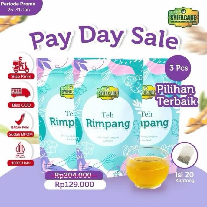 

[Paket 3 Pcs] Teh Rimpang Minuman Rempah Jahe Kunyit Lengkuas Sereh - Bpom & Halal Mui Kualitas Terbaik Harga Termurah