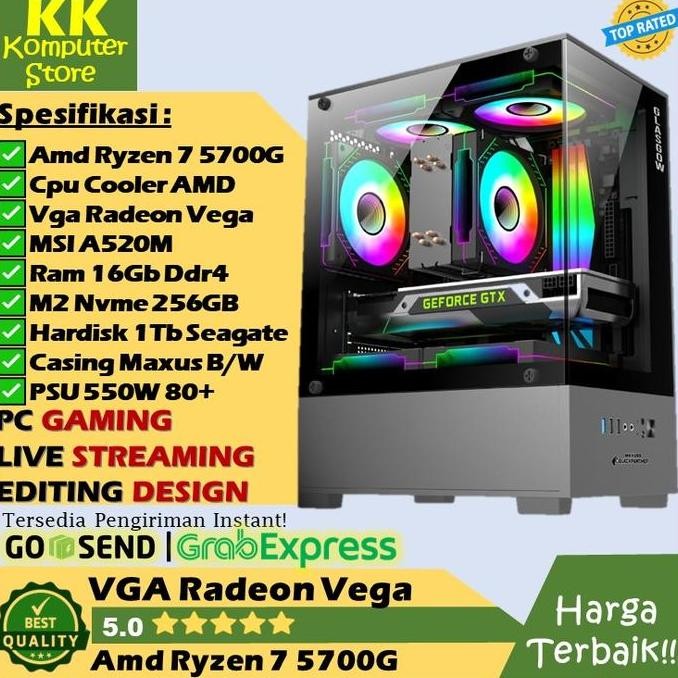 Pc Rakitan Gaming Ryzen 7 5700G | 16GB RAM | M2 256GB Pc Rakitan Design
