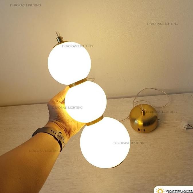 Lampu gantung minimalis LED kaca susu bulat 3 Lampu kamar hotel Decor