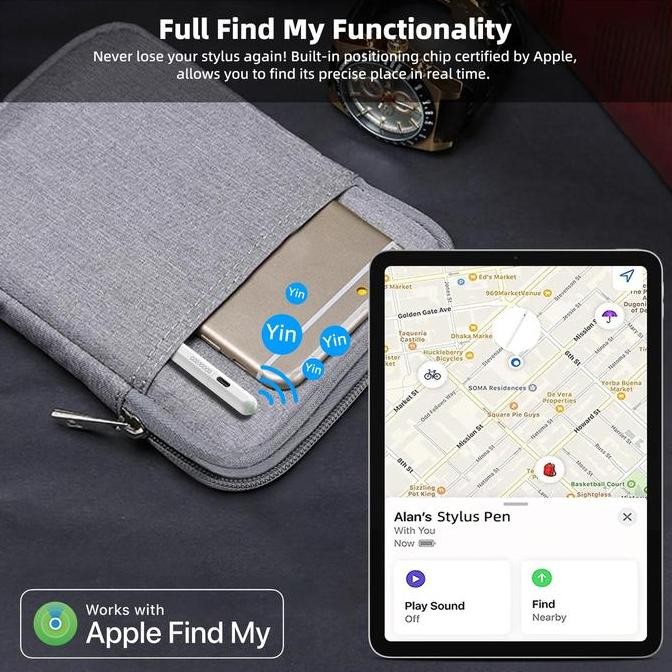 GOOJODOQ GD14 2024 New Stylus Pen with Ipad Find My App and Custom Hotkeys for mini5 6 Air4 5 6 Pro1