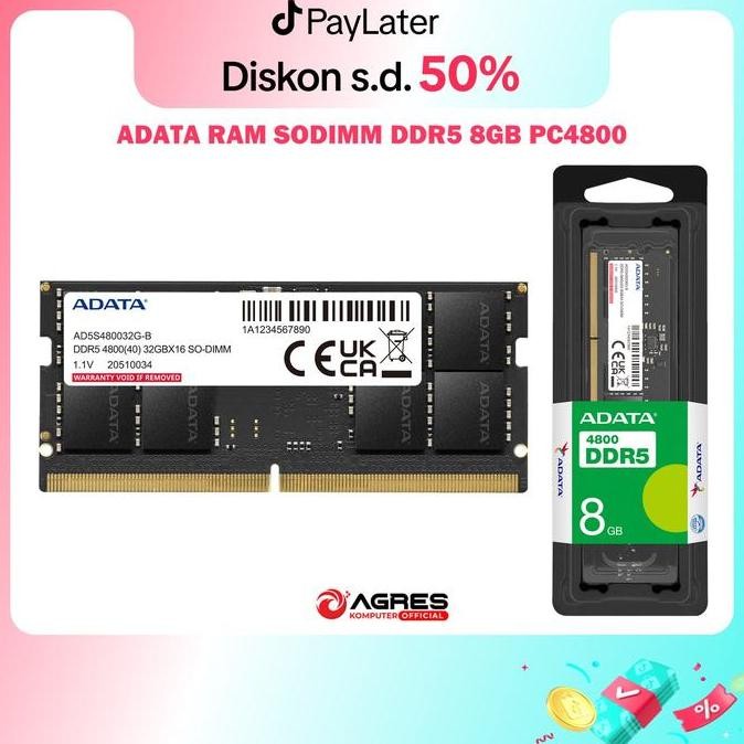 ADATA RAM SODIMM DDR5 8GB PC4800 - RAM LAPTOP - RAM LAPTOP DDR5 - MEMORY LAPTOP - RAM LAPTOP 4800MHZ
