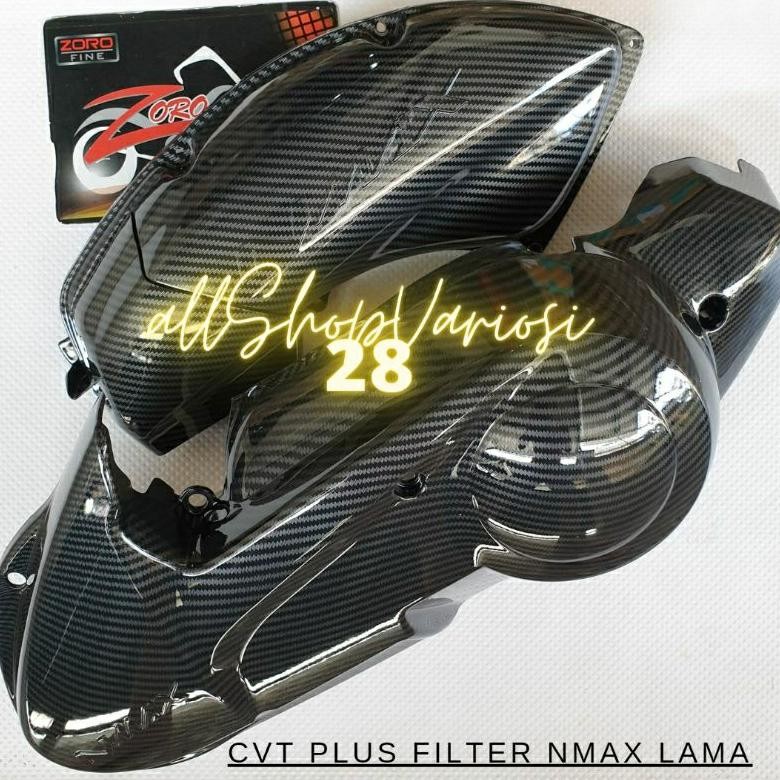 Produk Baru Cover Tutup CVT & Filter Udara NMAX Lama Carbon WTP ZORO Aksesoris Nmax 2015-2019