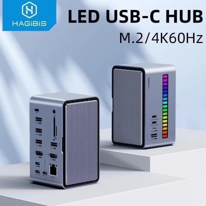 HAGIBIS 19 IN 1 DOCKING STATION WITH DUAL HDMI M.2 SSD ENCLOSURE SD TF