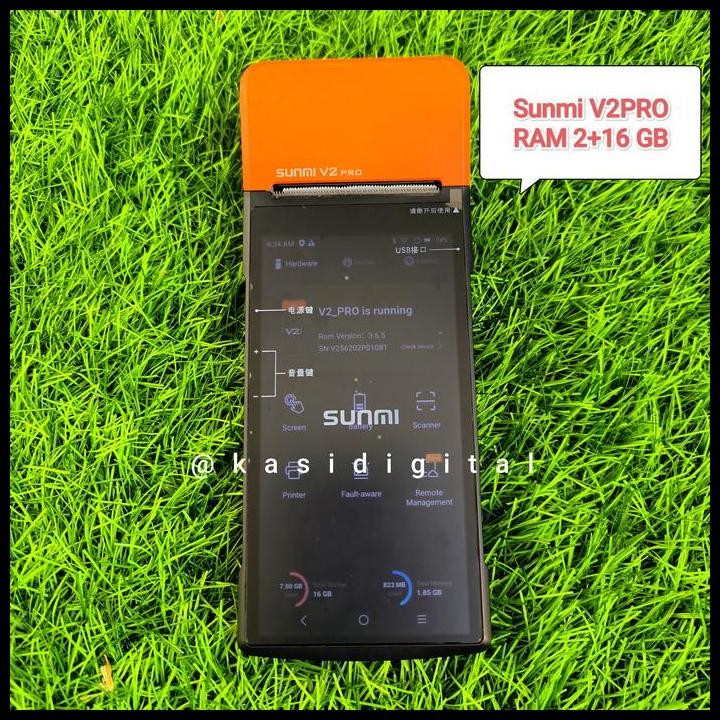 Terlaris Mesin Kasir Sunmi Mpos Android Portable V2 4G 1/8Gb Second Good Quality