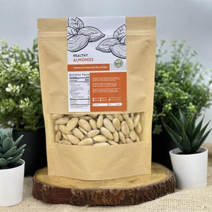 

Organic Paradise Raw Blanched Almond 1 Kg / Kacang Almond Kupas Kulit Mentah 1 Kg Usa Non Gmo