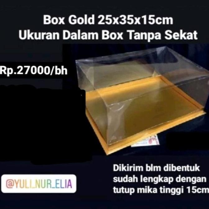 

ready stock Box Gold Tutup Mika Ukuran 25x35x15cm
