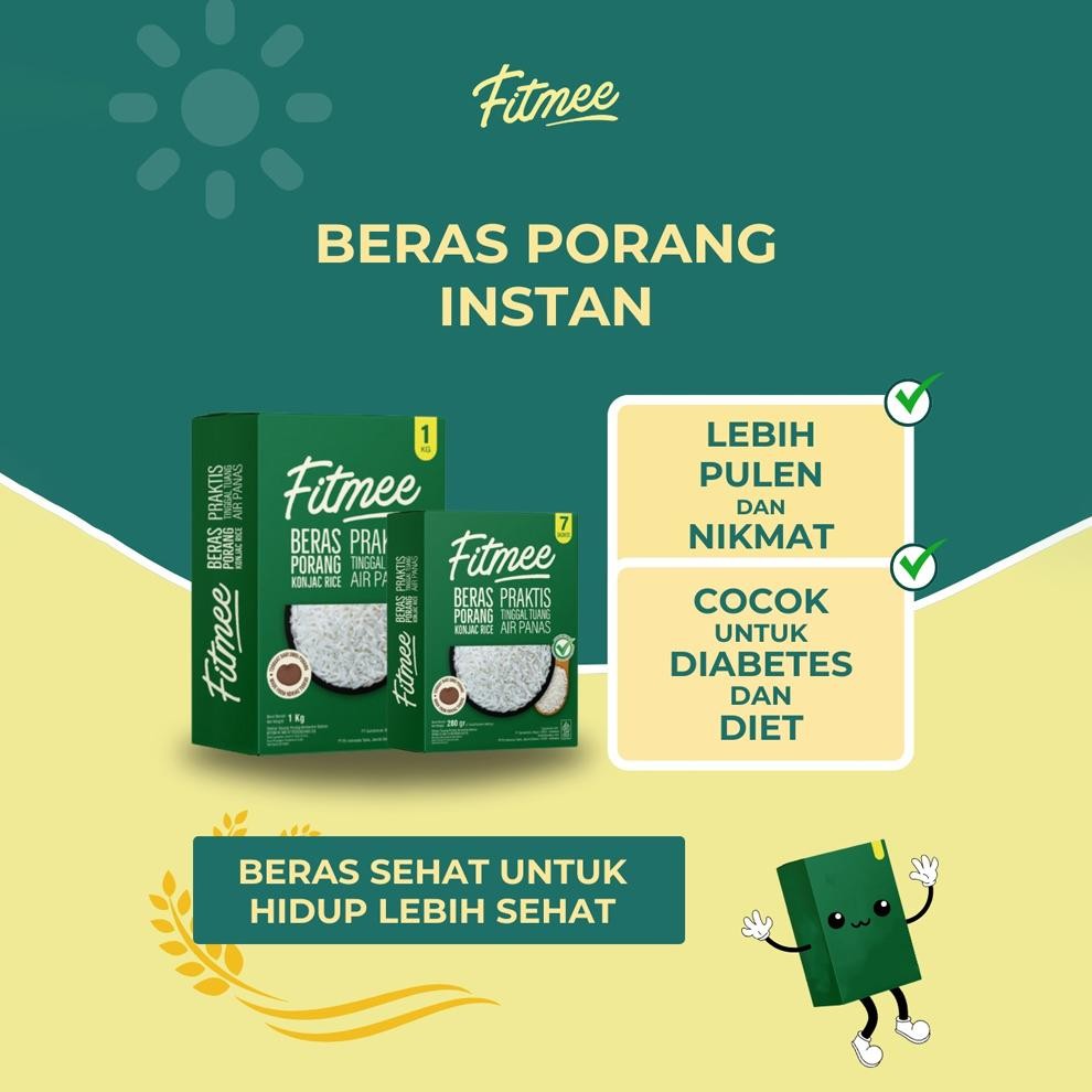 

ready Fitmee Beras Porang Gluten Free 280 Gr (Isi 7 pcs) - Shirataki / Konjac Rice Double box murah