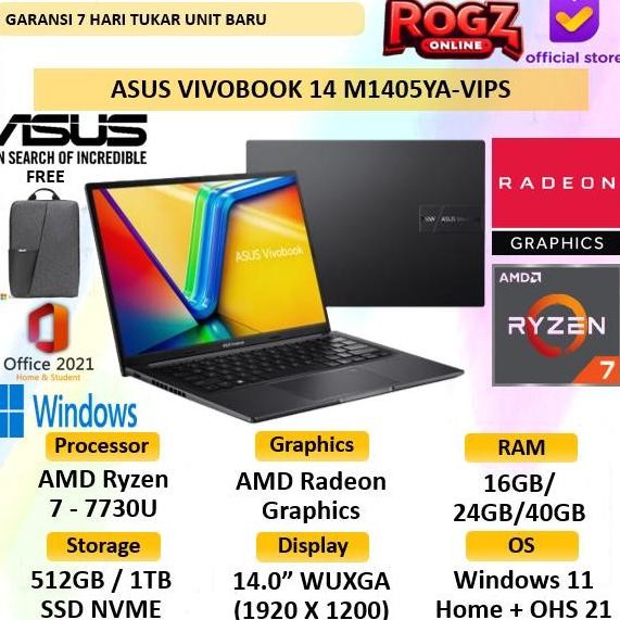 Asus Vivobook 14 M1405 Ryzen 7 7730U 40GB 1TB SSD WIN 11 + OHS Wuxga