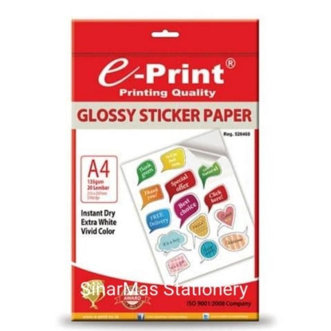 

baru Kertas Foto E Print A4 135 gsm Glossy Sticker Paper - Photo Paper A4