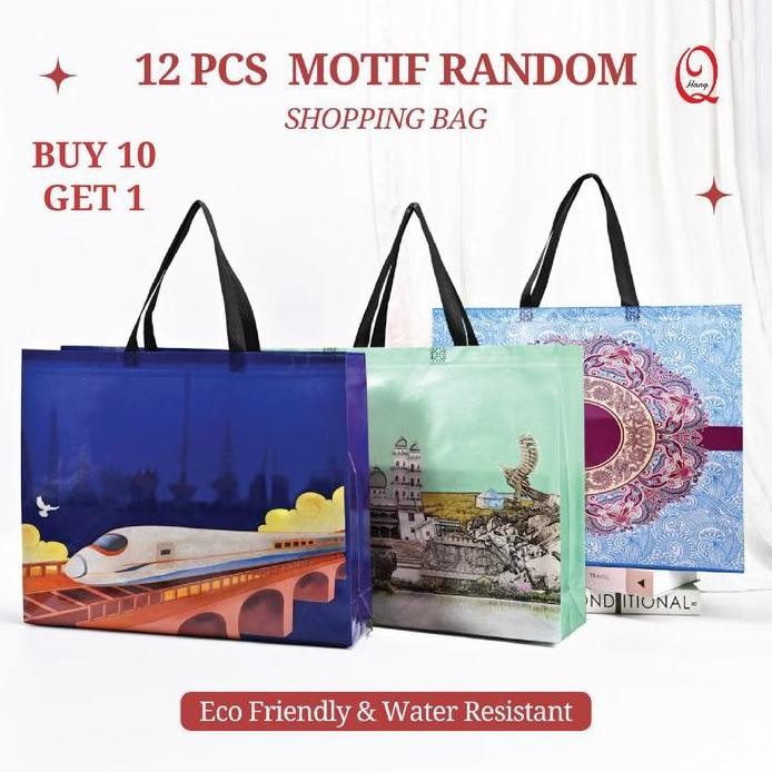 

ready stock [12 pcs] Random Tas Belanja Tas Ramah Lingkungan Tas Spunbond Laminasi Tahan Air Berkapasitas Besar tas hajatan Tas Hampers anti-gores kresek berkat hajatan