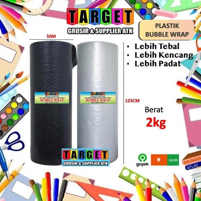 

ready stock Plastik Buble Warp / Bubble Wrap 125cm x 50m / Hitam Putih Gelembung