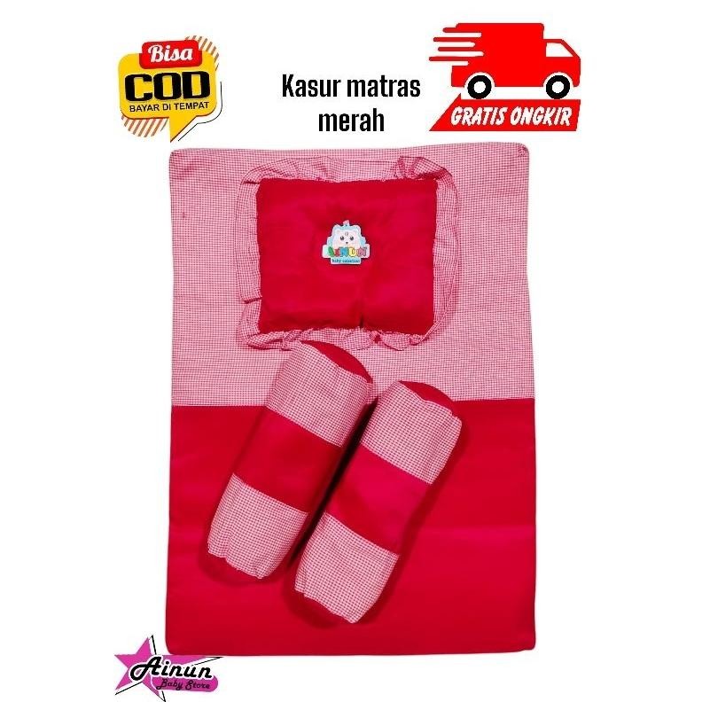 Kasur Matras Bayi Tempat Tidur Bayi + 2 Guling 1 Bantal Peyang Bayi Laki-Laki Perempuan Motif  Dino 