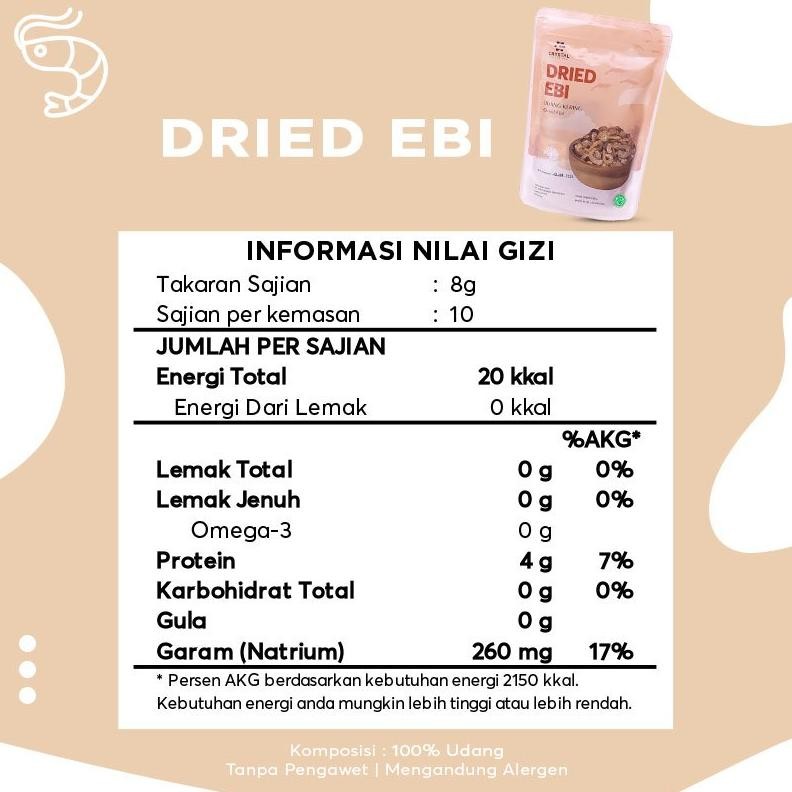 

ready CRYSTAL OF THE SEA Dried Eby Udang Kering Halal BPOM 80GR Kering Murni Low Salt MPASI Rendah Garam 014 murah