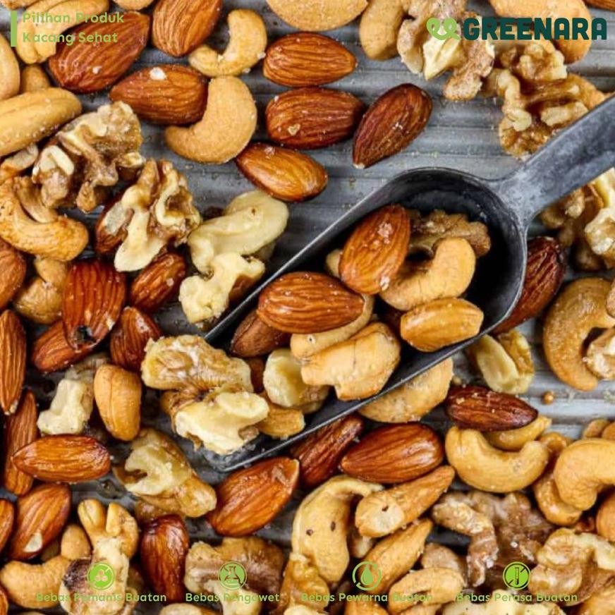 

ready Greenara - Roasted Mixed Nut 100gr / Almond, Cashew, Walnut murah