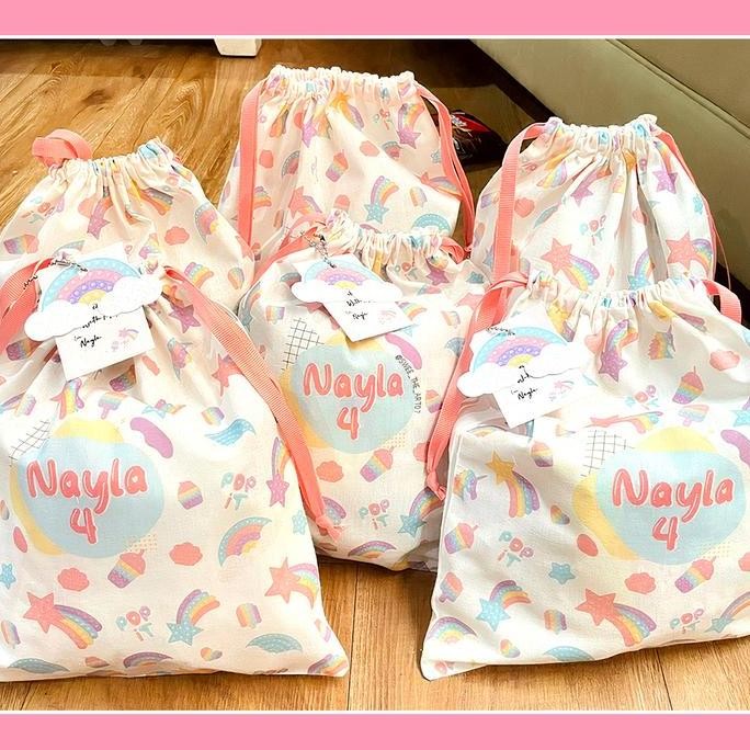 

ready stock Drawstring Pouch Full Print Goodie Bag Ultah