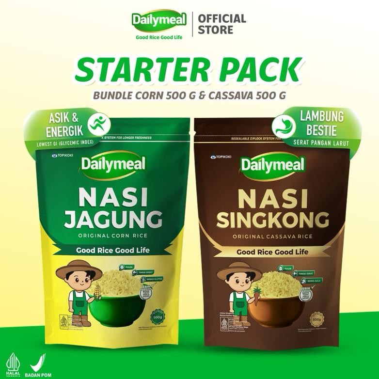 

ready [Combo Hemat] Dailymeal - Cassava Rice (Nasi Singkong) & Corn Rice (Nasi Jagung) 500g - Hadiah Sehat untuk Teman dan Keluarga murah