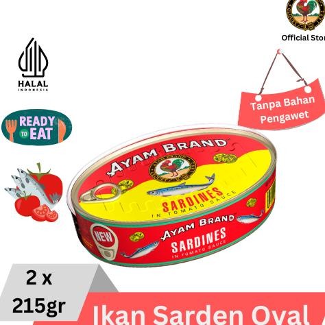 

ready Ayam Brand - Ikan Sarden Kaleng Oval Saus Tomat 2 pcs 215gr murah