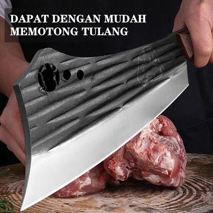 Promo Pisau Daging Pisau Koki Pisau Baja Premium Pisau Dapur Super Tajam Unik Garis-Garis Kitchenwar