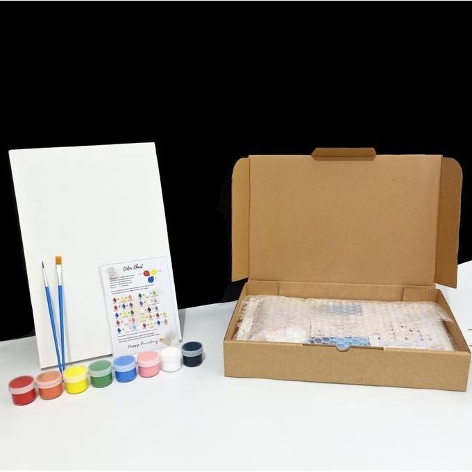 

ready Paket Alat Lukis Anak Lengkap 1 Set Kuas Cat Kanvas 20x20 cm Palet