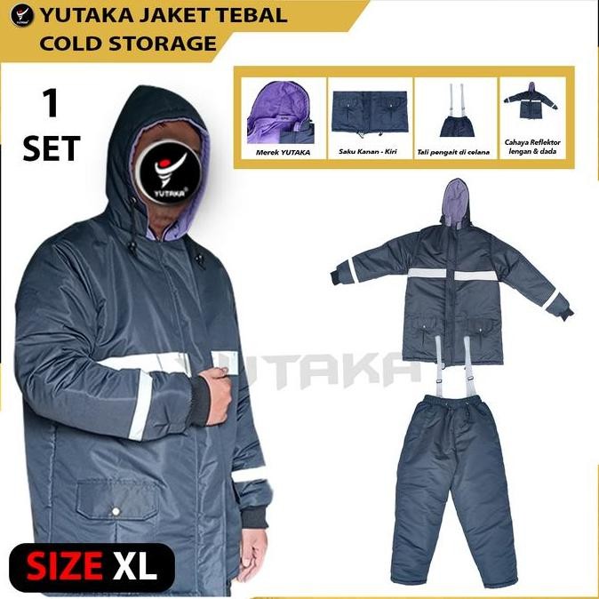 Jaket Cold Storage Tebal  Warna Biru Navy Satu Set Plus Celana Murah /  Jaket Gunung / Jaket Salju /