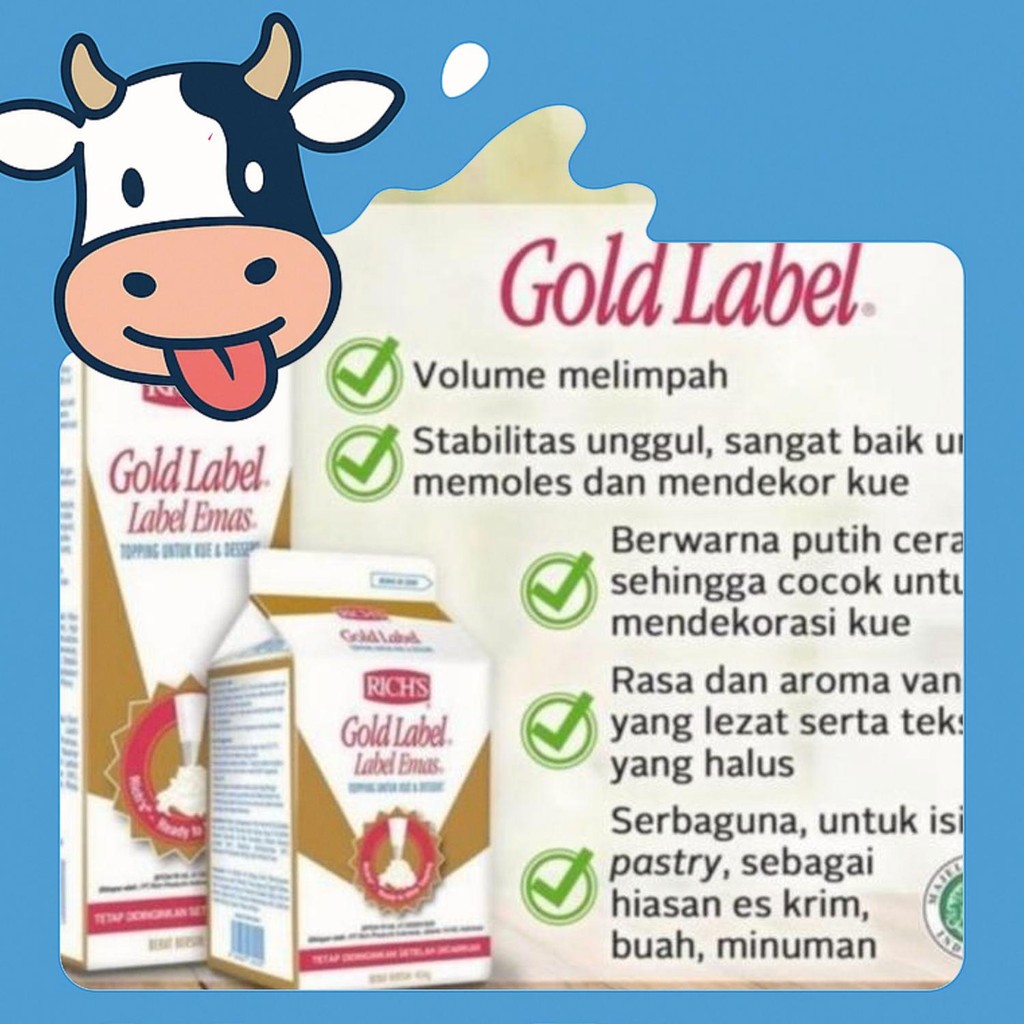 

Diskon Richs Gold Label 907Gr / Whipping Cream / Rich / Rich'S / Label Emas
