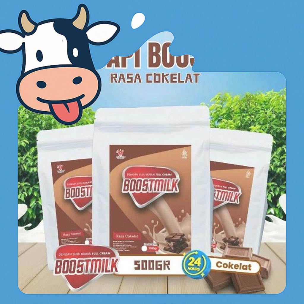 

Mocca Jaya-Paket 2 Box Milkcow Rasa Coklat Susu Sapi Dan Boostmilk 500Gr