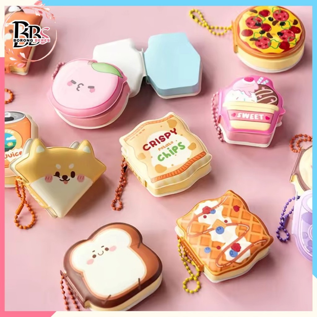 

BORES Sticky Note Karakter Lucu 80 Lembar Mini Sticky Notes Dengan Rantai Gantungan Bentuk Makanan Notebook Mini Dengan Bantalan Empuk Squishy Kecil