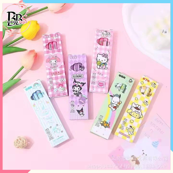 

BORES Pena 4in1 Karakter Kartun Series Pulpen Mekanik 0.5mm isi 4pcs Pulpen Gel Warna Hitam Bolpoint