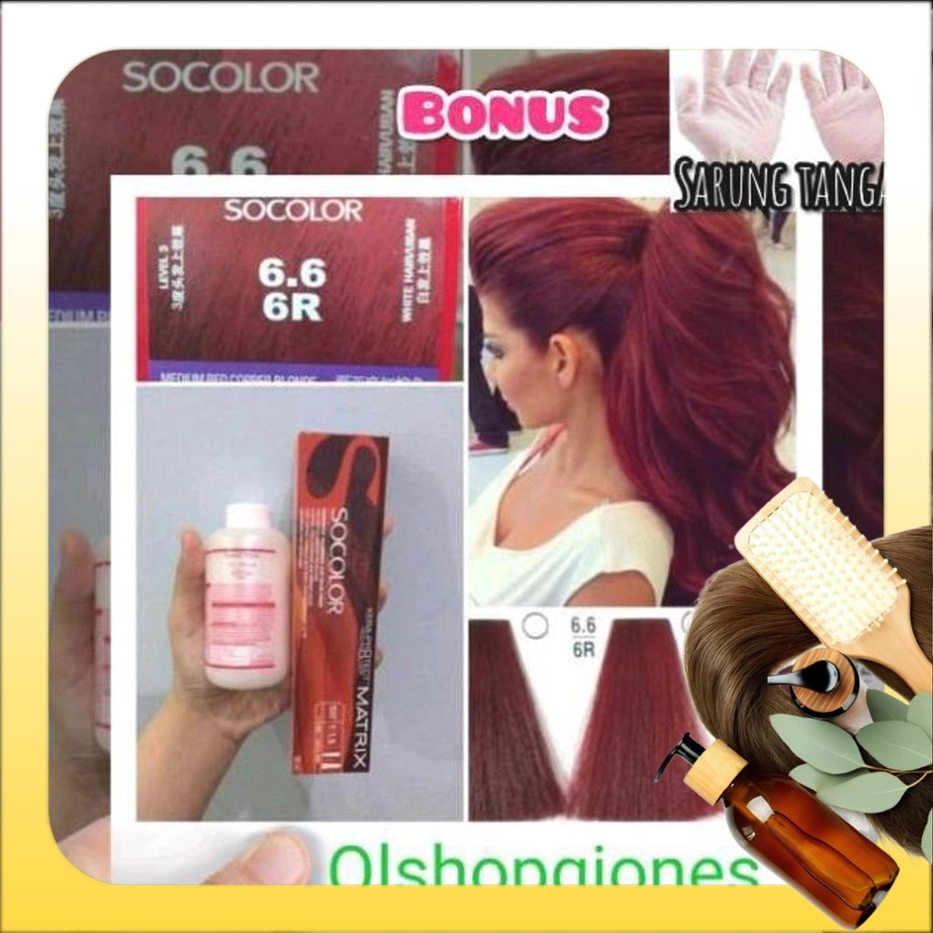 cat matrix socolor 6.6 red merah + oxydant campuran cat rambut gosend