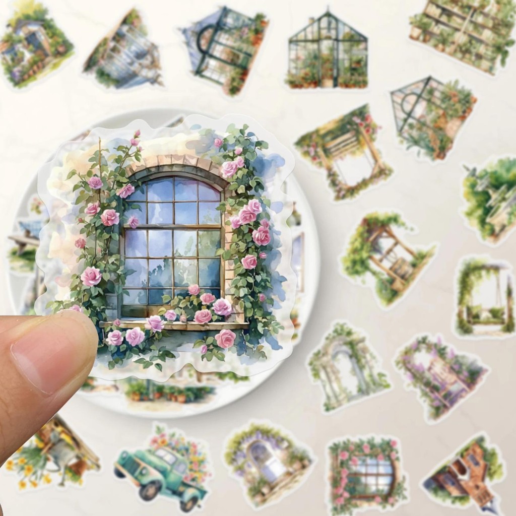 

50PCS Garden Hut Stickers Exquisite Handbooks Material Phone Case Laptop Luggage Waterproof Stickers