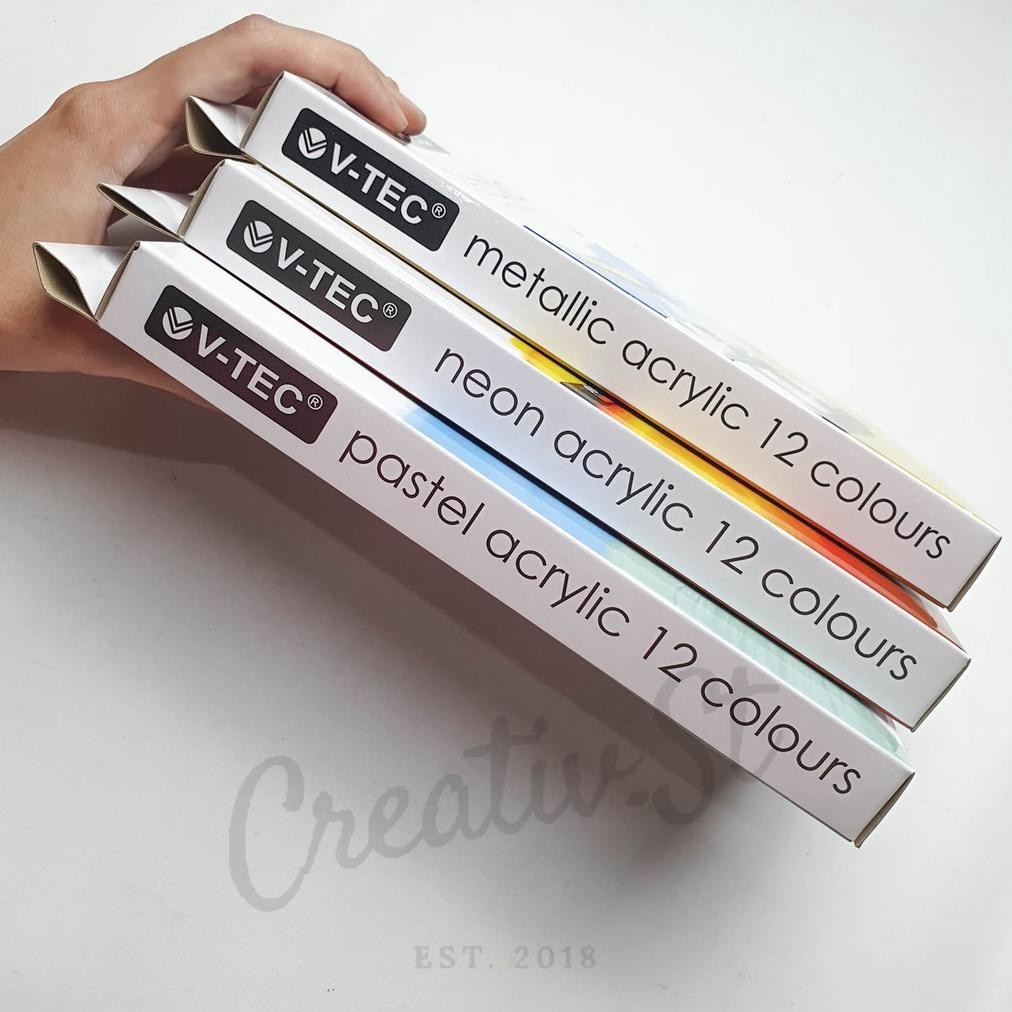 

V-TEC Cat Acrylic 12 Warna Metallic Cat Akrilik Vtec Set Paint Terlaris