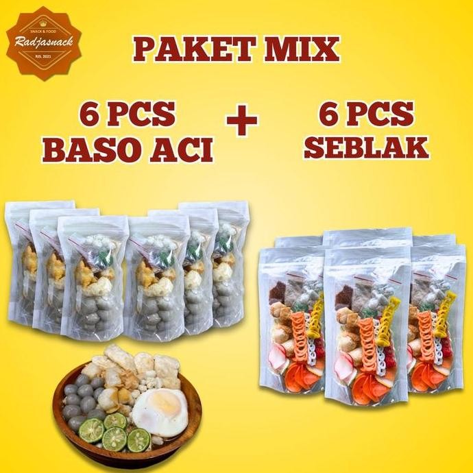 

PAKET MIX 6 PCS BASO ACI + 6 PCS SEBLAK RADJASNACK Food SHA