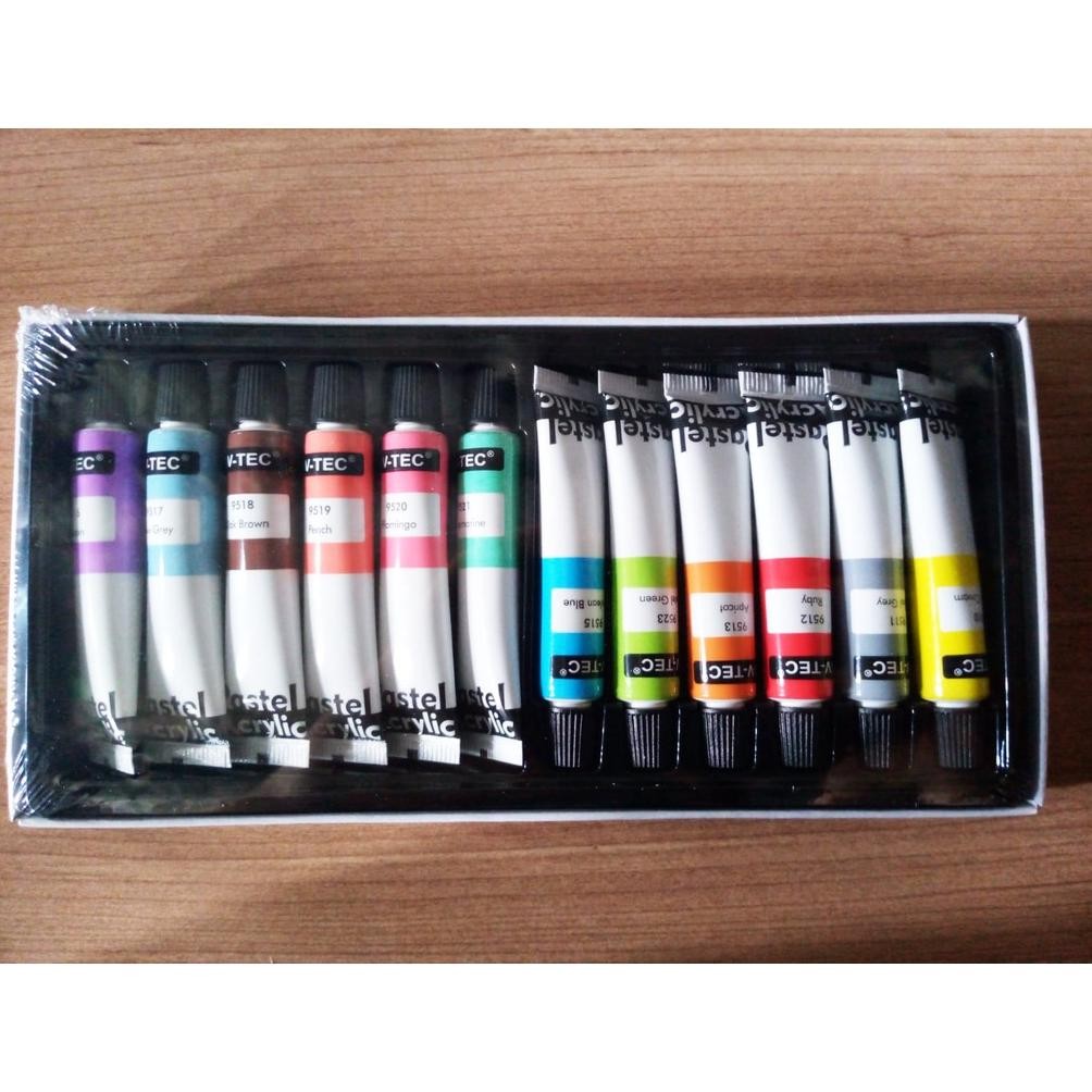 

Vtec V-Tec Acrylic Colour warna Pastel 12 Colours 6ML / Cat Akrilik Warna Pastel Terlaris