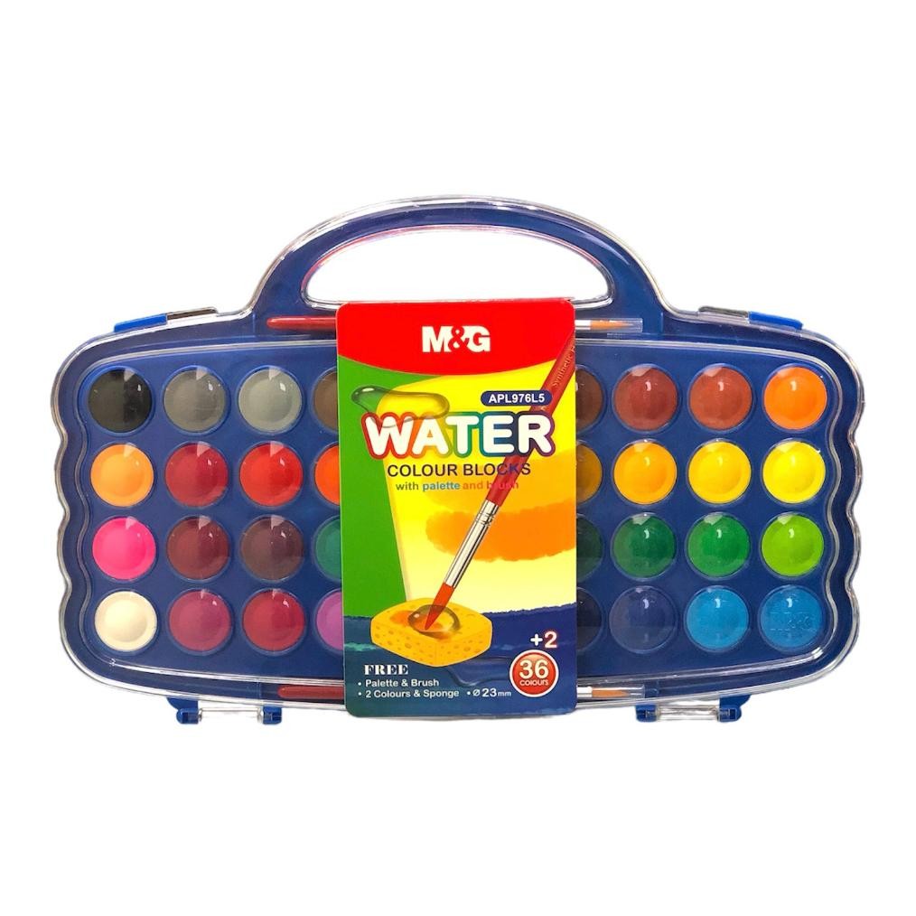 

Water Colour Mini Blocks M&G 36+2 Warna dengan Palet dan Brush #APL976L5 Cat Air Blok Diameter 23 mm - 1 Set Terlaris