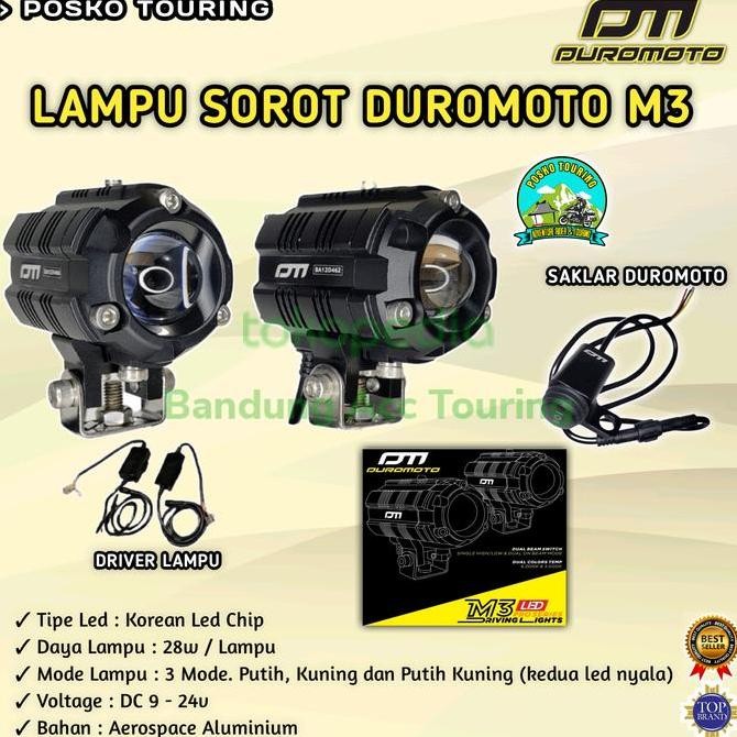 Lampu Duromoto M3 + Saklar Duromoto | Lampu Sorot Foglamp Motor Mobil