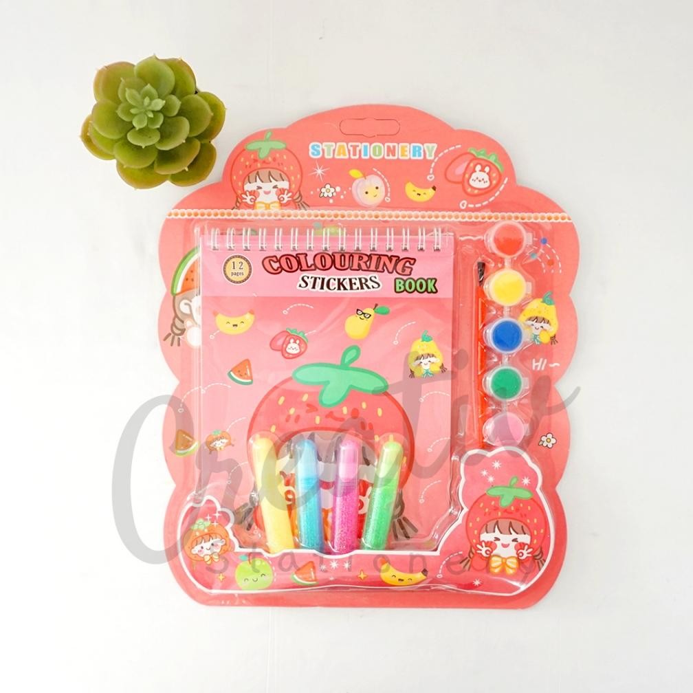 

Diy Watercolor Drawing Coloring Book Set Lukis Lengkap Cat Air With Sticker Glitter Terlaris