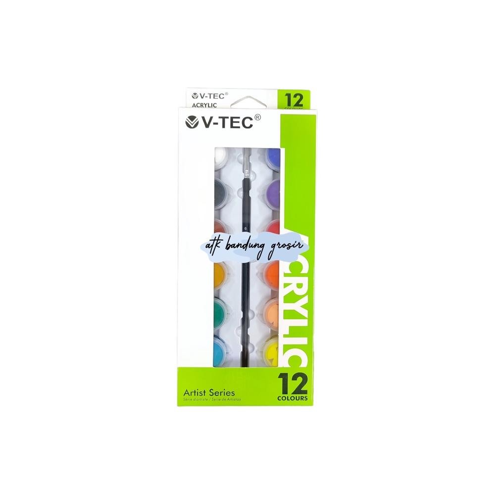 

Cat Akrilik V-TEC VT-512 TB Acrylic Colours 12 Warna X 5 ML Artist Series - Set Terlaris
