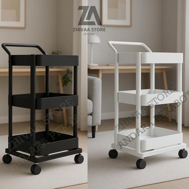 Rak Troli Roda 3 Susun Rak Kamar Tidur Rak Dorong Trolley Baju Bayi