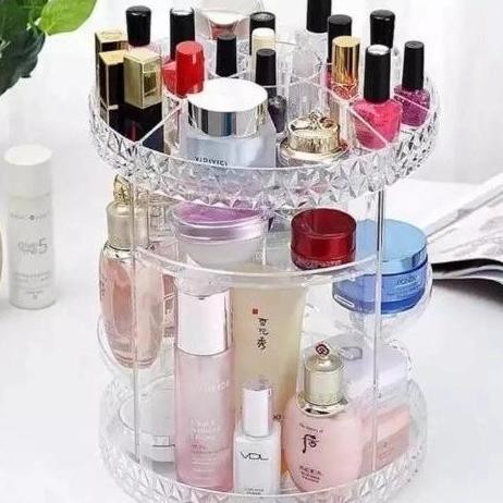 Rak Kosmetik Akrilik  Putar Rak Putar Tempat Make Up Dan Skincare
