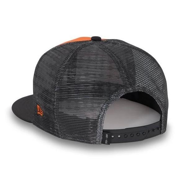 Promo Topi Trucker Harley-Davidson Stacked Bar & Shield 9Fifty Adjustable Vintage Orange Original Hd